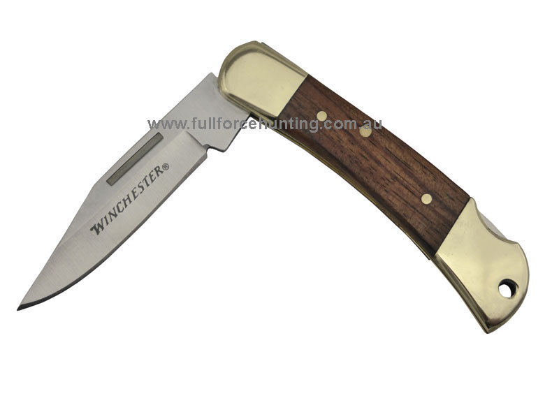 Winchester 3.5 in. Brass Folder Knife with Leather Sheath at Tractor Supply  Co.