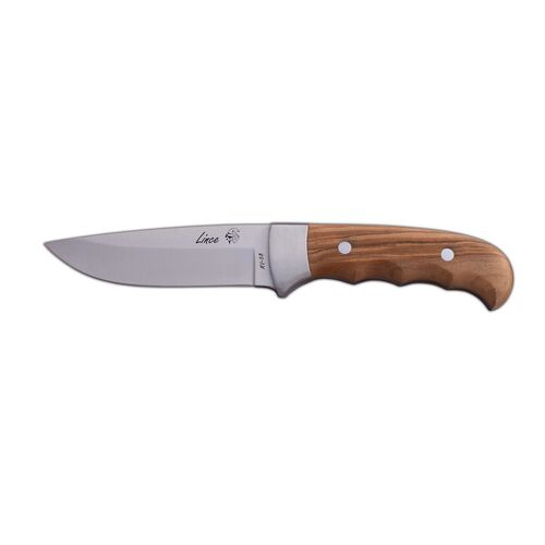 J&V Adventure Knives Lince Olive Wood Handled Utility Knife with Leather Sheath
